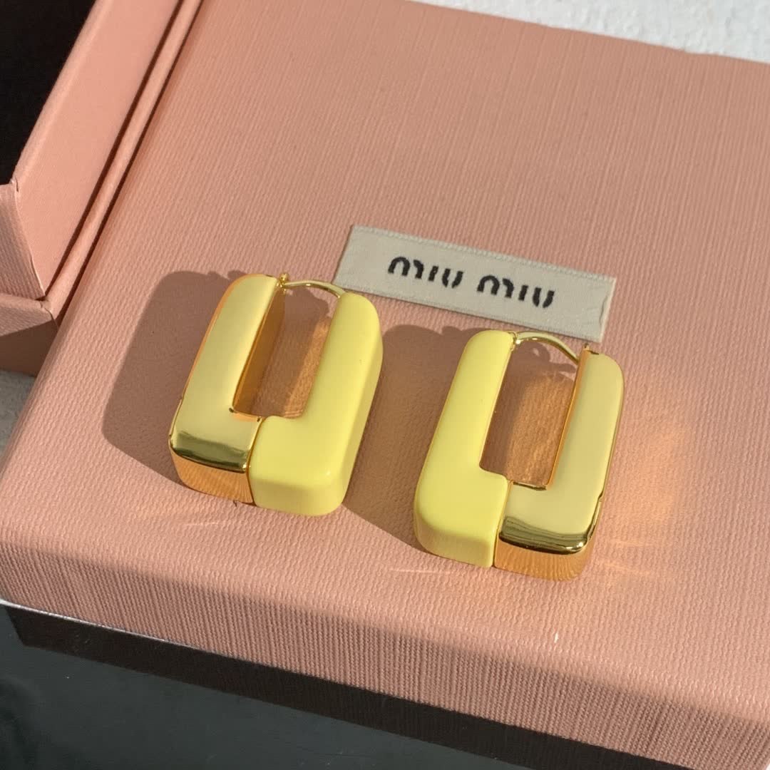 Miu Miu Yellow Rectangle Earrings